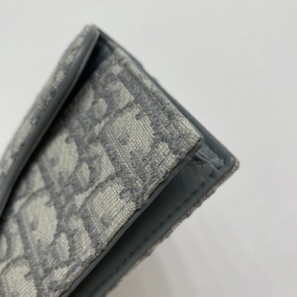 Christian Dior Gray Oblique Jacquard Saddle Flap Wallet - Picture 6 of 15